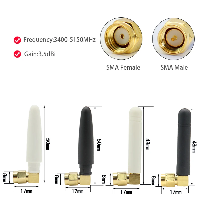 2PCS New 5G NR Antenna SMA Male Female Interface 2700-5000MHz Omnidirectional High Gain 3.5DBi Folding Glue Stick 4pcs lot omni 868mhz wifi antenna xhciot tx868 jz 5 2 0dbi high gain sma male omnidirectional antennas for communication