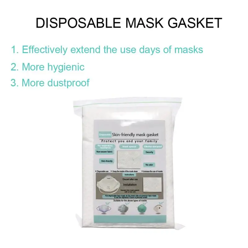 

100pcs Skin Friendly Face Mask Gasket 3 Layer Composite Anti-PM2.5 Dustproof Respirator Mask Filter Cartridge