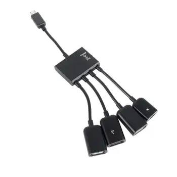 

4 Port Micro USB Power OTG Extender Hub Cable OTG Hub Cable Cell For Android Phone Tablet Accessories Mouse Disk Black U P5O4