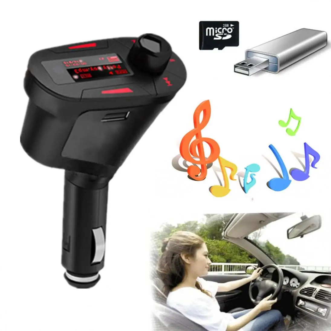 Автомобильный комплект MP3-плеер беспроводной fm-передатчик модулятор lcd USB SD MMC с пультом дистанционного управления