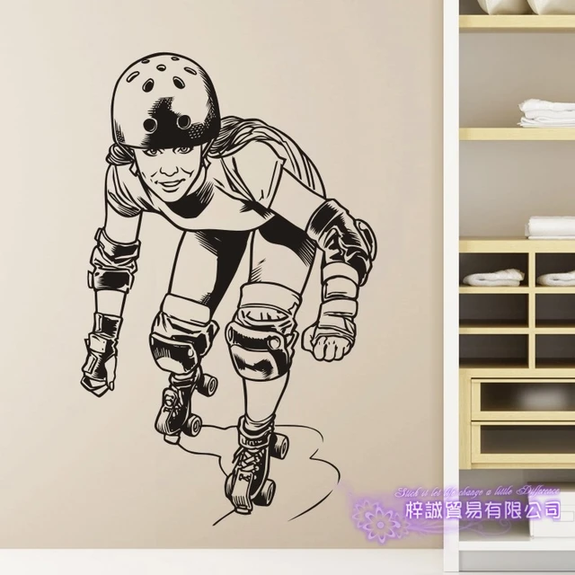 US $14.00 Roller Skating Sticker Decal Skiing Ice Sports Posters Vinyl Pegatina Wall Decals Decor Mural Skati
