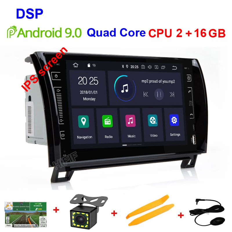 " ips DSP 4G Android 9,0 2 DIN Автомобильный мультимедийный плеер для Toyota Sequoia Tundra Радио стерео Авто Аудио навигация без DVD - Цвет: 2G RAM 16G ROM DSP