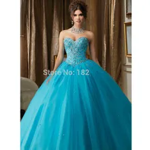 Синий Бальные платья бальное платье Элегантное Тюлевое украшенное бисером кристаллы дешевые милые 16 платья