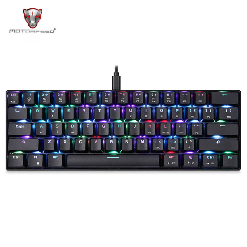 

Motospeed CK61 61-Key Type-C USB Wired Keyboard Detachable NKRO RGB LED Backlit Mechanical Gaming Keyboard Desktop For Android