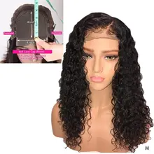 4x4 парик с кружевами перуанские волосы Remy кудрявые короткие парики боб предварительно сорванные с волосами младенца натуральные волосы связываются с США ресницы шапки 1B