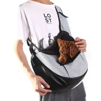 

One-Shoulder Striped Belt Pocket Pet Backpack Adjustable Safety Buckle Zipper Side Pocket Multi-Function Bag 36x13x38cm