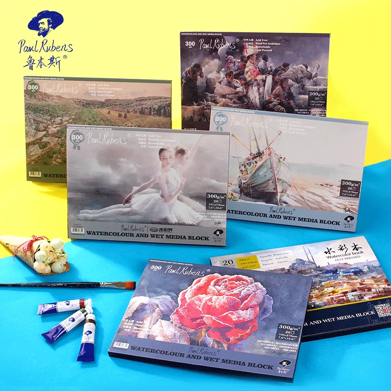 Mejor precio Paul Rubens-Papel artístico Para dibujo, 50% Algodón, 300g/m2, 20 hojas de Papel Para Acuarela, suministros de arte 531y0B5XYG5