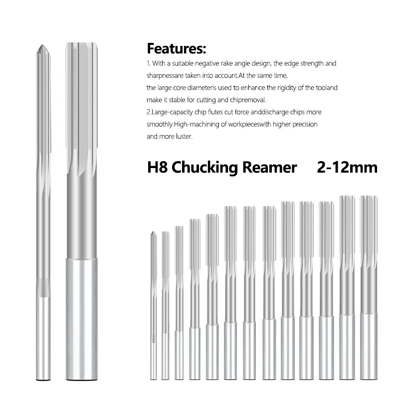 HSS Reamer Machine Straight Shank Chucking Reamer 2/2.5/3/4/5/6/6.5/7/8/9/10/11/12mm