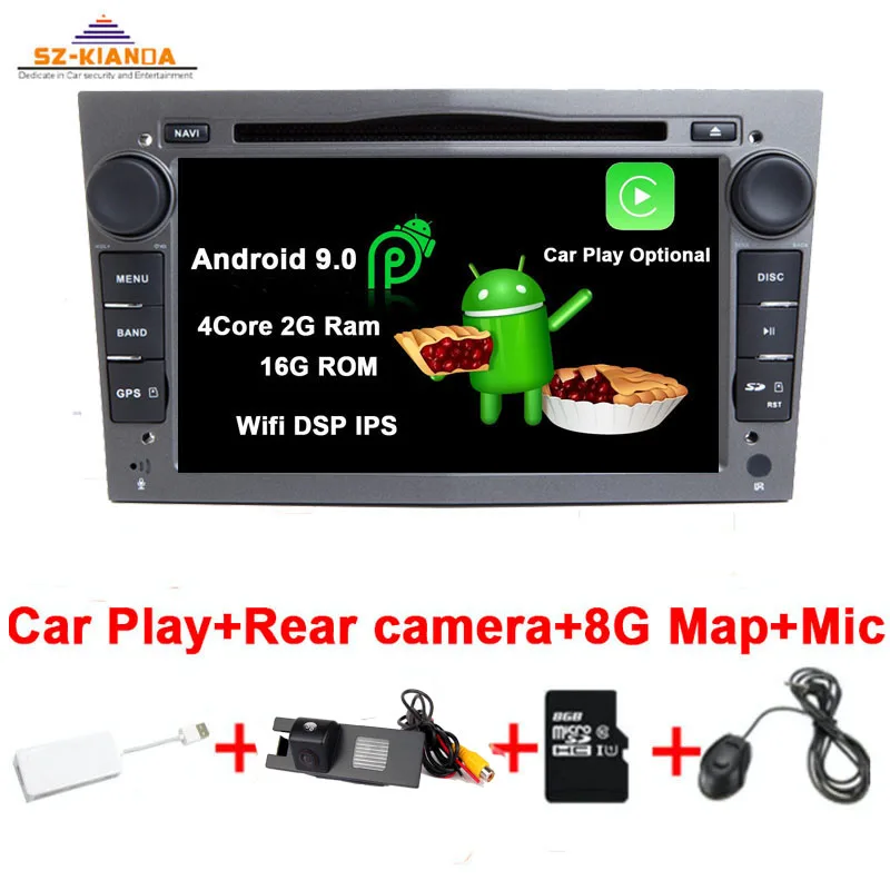 Android 9,0 автомобильный DVD для Opel Vauxhall Astra H Vectra Antara Zafira Corsa Wifi gps Радио стерео автомобильный мультимедийный плеер - Цвет: Car Play 4 Core