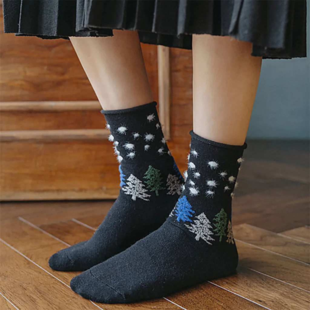 1 пара модных свернутых носков, хлопковые носки средней длины, повседневные рождественские носки в горошек, носки для бега и велоспорта, женские носки для йоги, баскетбола