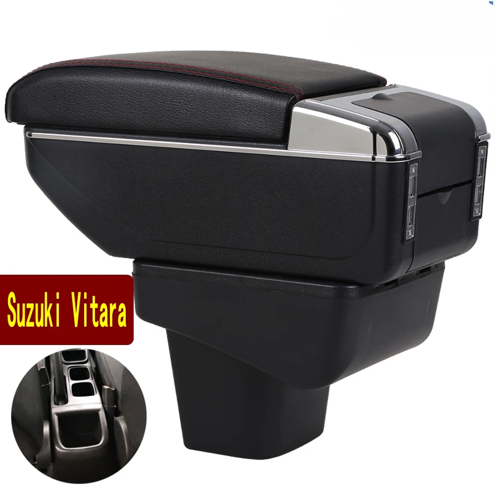 

For Suzuki vitara Double layer armrest box central Store content Storage box with Ashtray Cup holder accessories Russian version