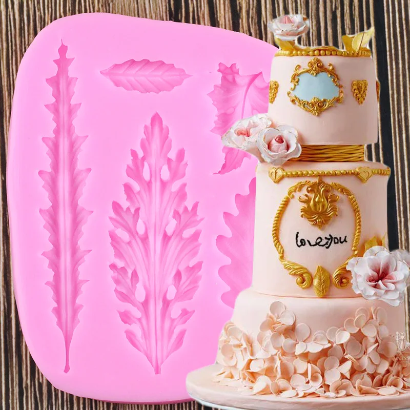 Sugarcraft листья тисненая граница силиконовая форма рельефная помадка для кекса инструменты для украшения торта конфеты глина шоколадные формы