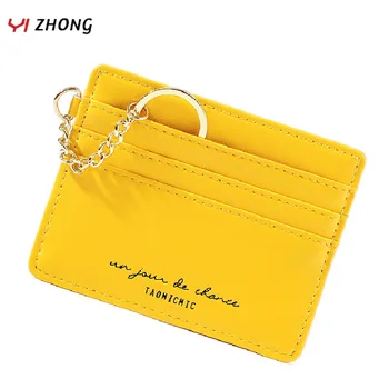 

YIZHONG Leather Small Card Holder Card Purse for Women Chain Credit Card Holder Purses Mini Card Wallet Kids Coin Wallets