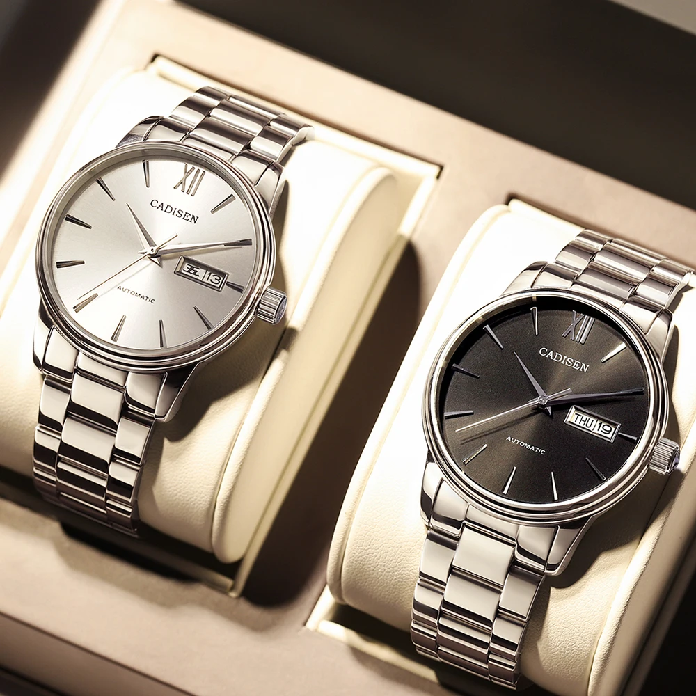 CADISEN Men Automatic Machinery Watches Luxury Fashion Full-Steel Japan NH36 Movement 50M Waterproof Business Watch Montre Homme