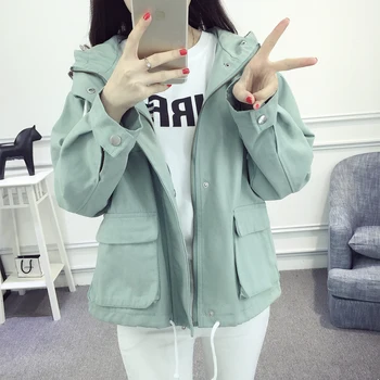 

2020 Spring Autumn Jackets Coats Korean loose bf Harajuku Casual Women Hooded Outerwear Fashion Girls Baseball uniform LZ319