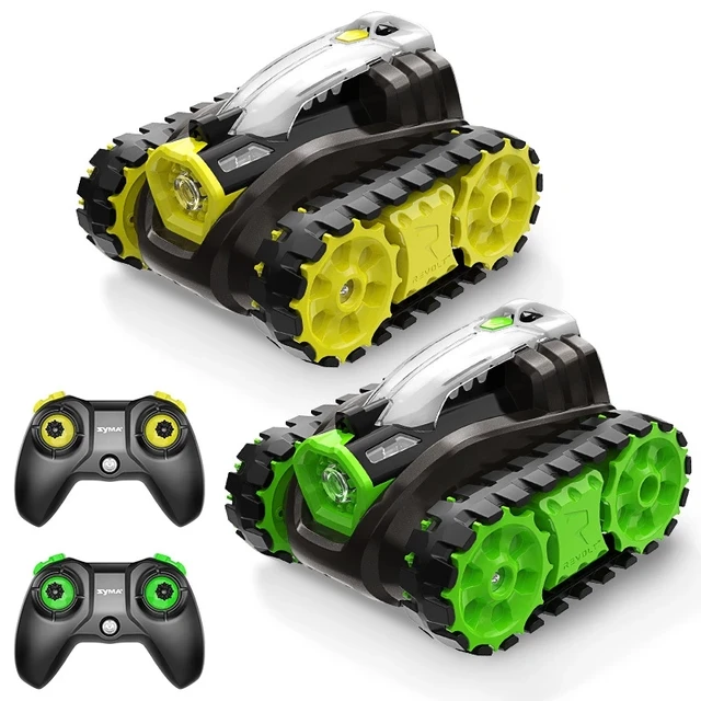 2pcs Tracked RC Tank Yellow Green Remote Control Infrared Battle Tank Rotate 360 Degrees RC Distance: 50 Meters Outdoor Toys
