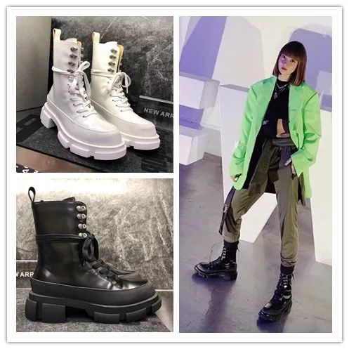 

Women's Shoes 19 Autumn and Winter New Strap Martin Boots Fashion Increase Round Head Shoes