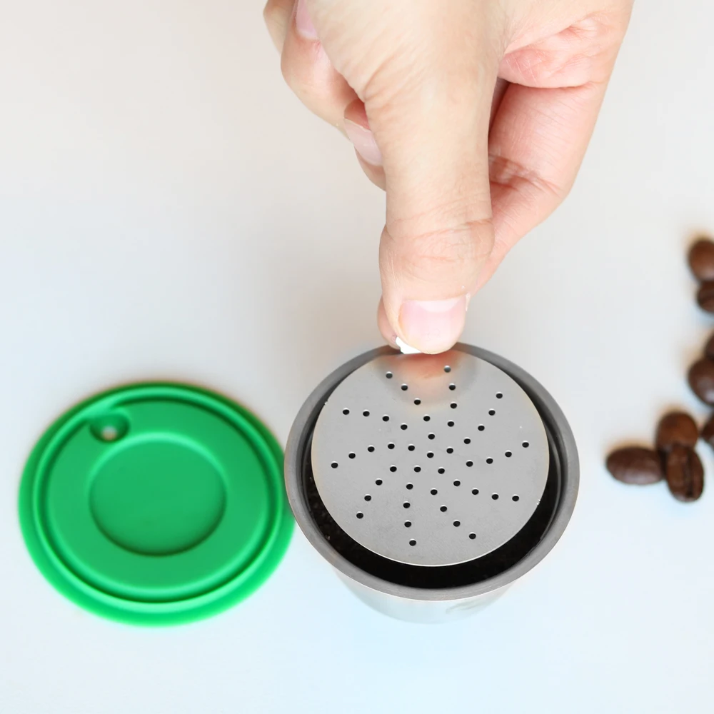 Многоразовые кофейные капсулы из нержавеющей стали, фильтр для кофе и молока Nescafe, капсула с пластиковой крышкой