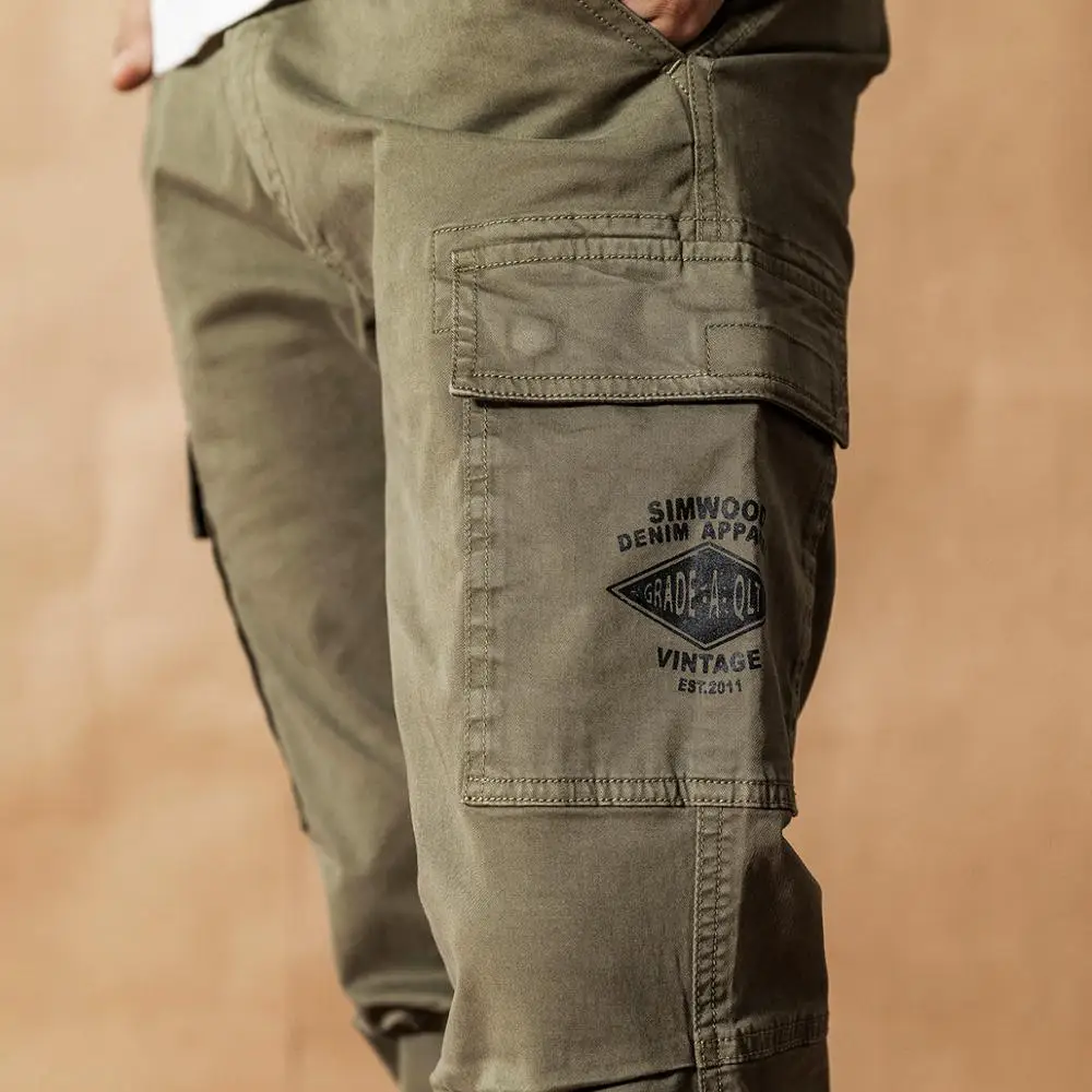 Мужские брюки-карго в стиле хип-хоп SIMWOOD, винтажные модные тактические брюки до щиколотки большого размера, уличная одежда новой модели 190461 на осень