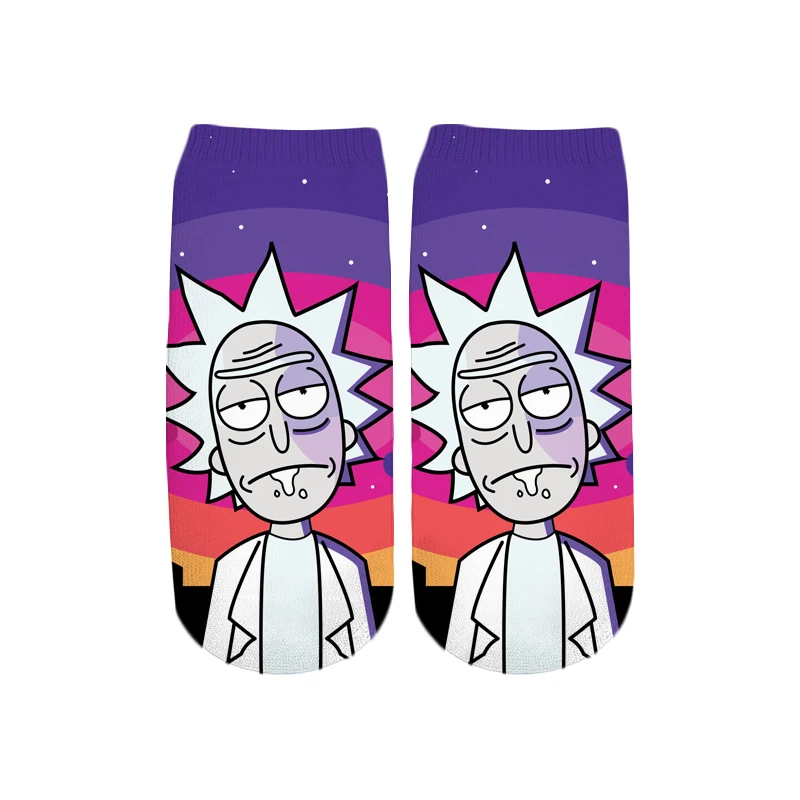 PLstar Cosmos/Новинка года; милые короткие носки с 3D принтом с героями мультфильмов Rick and Morty для мужчин и женщин; корейские носки в стиле Харадзюку; WZ777 - Цвет: color as the picture