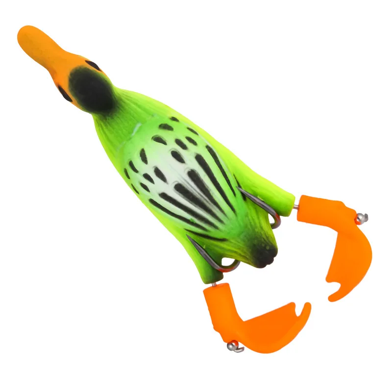 1pc Rotating flipper duck Fishing Lure Duckling Frog 9.5cm 11g Artificial soft Bait pesca Bass fishing tackle | Спорт и развлечения