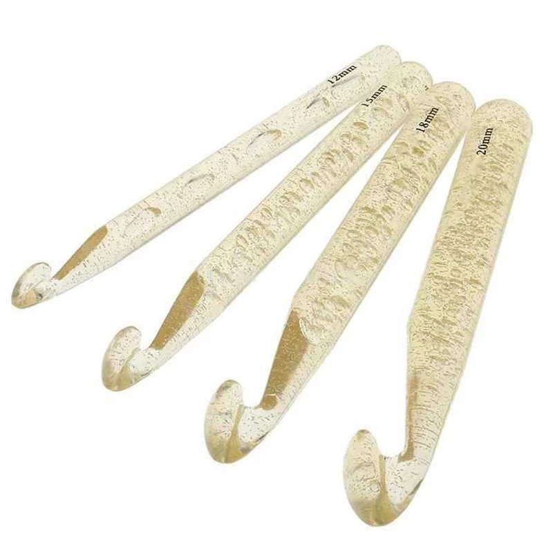 1Pcs12mm-25mm Large size Plastic handle Transparent Craft Knit Crochet Hooks Knitting Needles Weave Diy Craft Loom Tool
