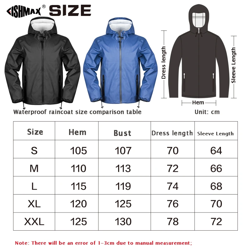 Men's Motorcycle Raincoat Suit Pants Set Fishing Clothes with hat Overalls