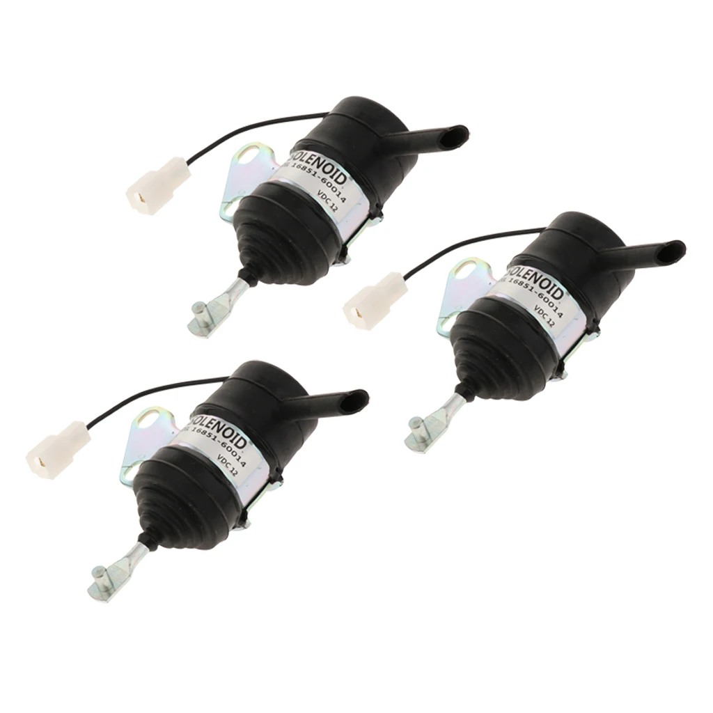 MagiDeal 3 x 16851-60014 Fuel Shut Off Solenoid for Kubota Tractor Excavator