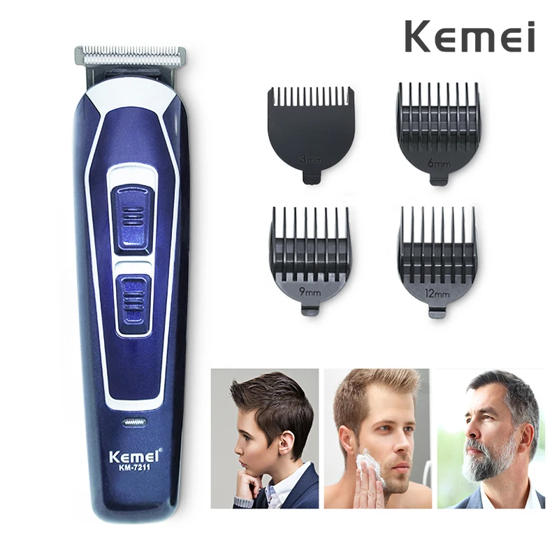 Kemei электрический триммер для волос Barbe машинка для стрижки волос уход за лицом бритвенный резак бритва стрижка мужская 4 Концевая расческа инструмент для очистки F30