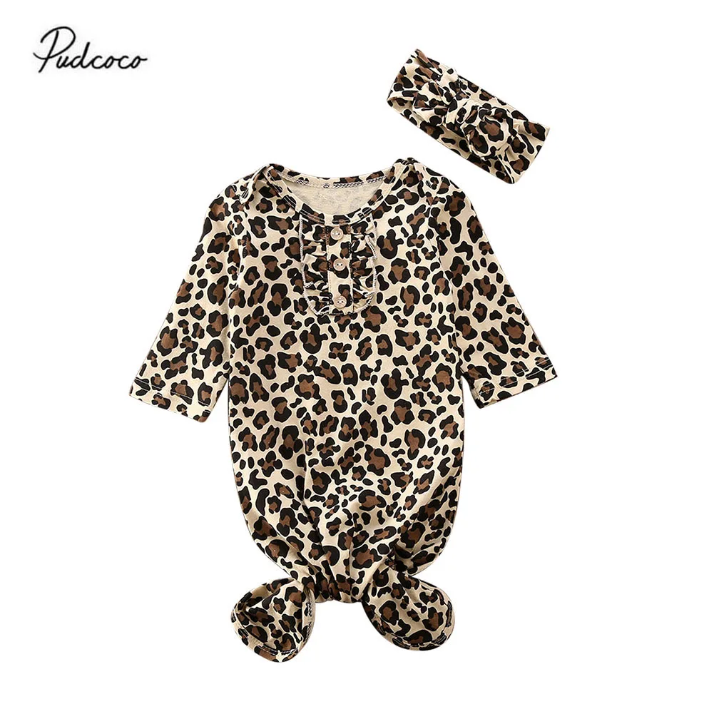 2020 0 6M Newborn Baby Girls Boys Leopard Swaddle Wrap Swaddling