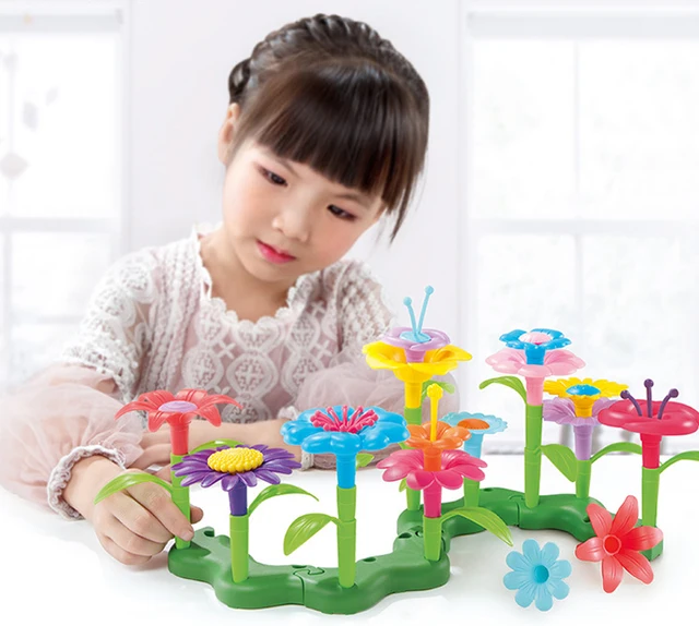 109pcs Creative Educational Flower Arrangement Toys Colorful Interconnecting Blocks Building Garden Game for Girls Gift 2