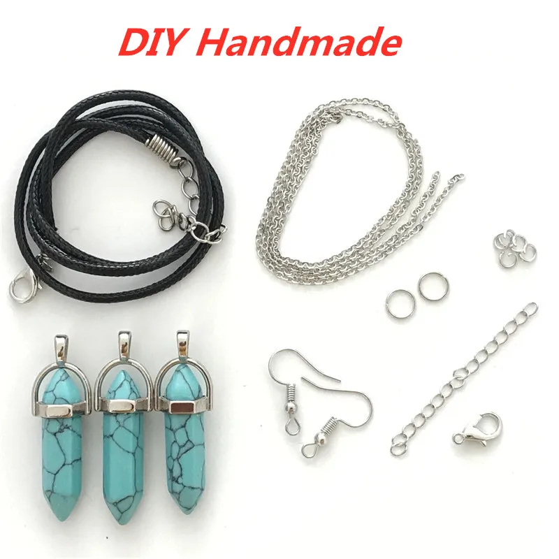 

Hexagonal Column Quartz DIY Handmade Wholesale Necklace/Earring/ Set Jewelry Making Kit Accessories Findings Wholesale