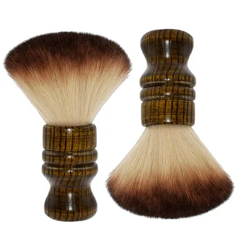 

2PCS Fiber Cleaning Brushes Wooden Handle Brush Broken Hair Cleaner Hair Salon Supply for Home Shop