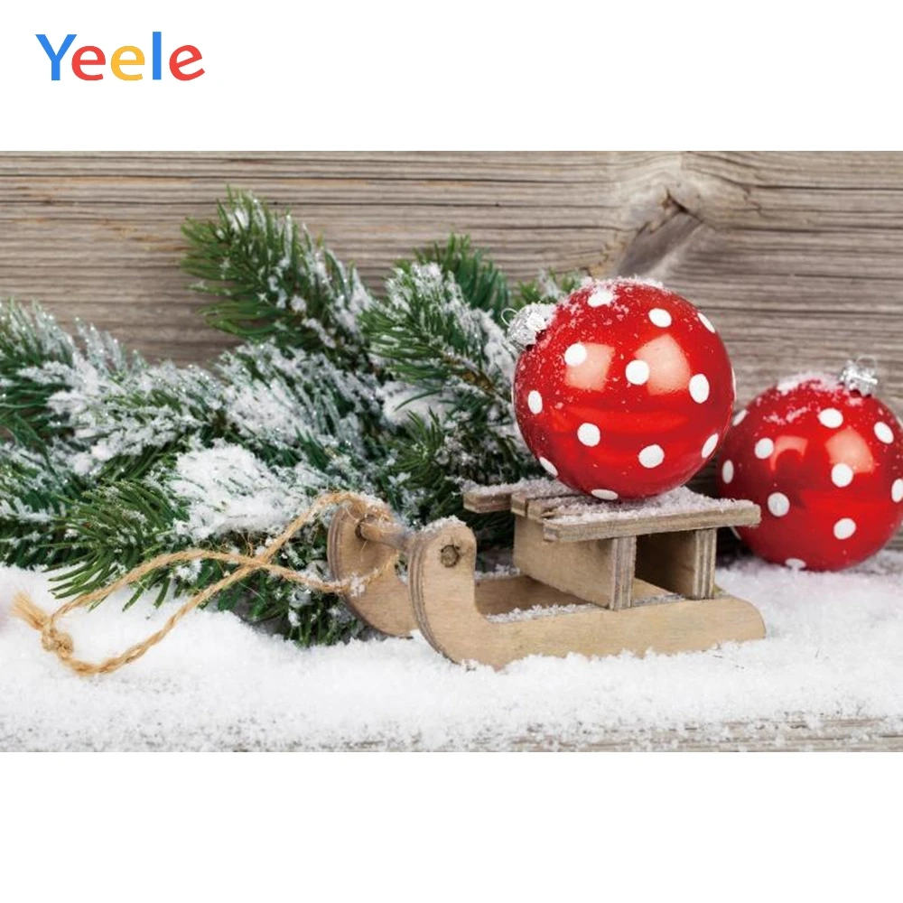

Yeele Christmas Photocall Wood Snowflake Balls Sled Photography Backdrops Personalized Photographic Backgrounds For Photo Studio