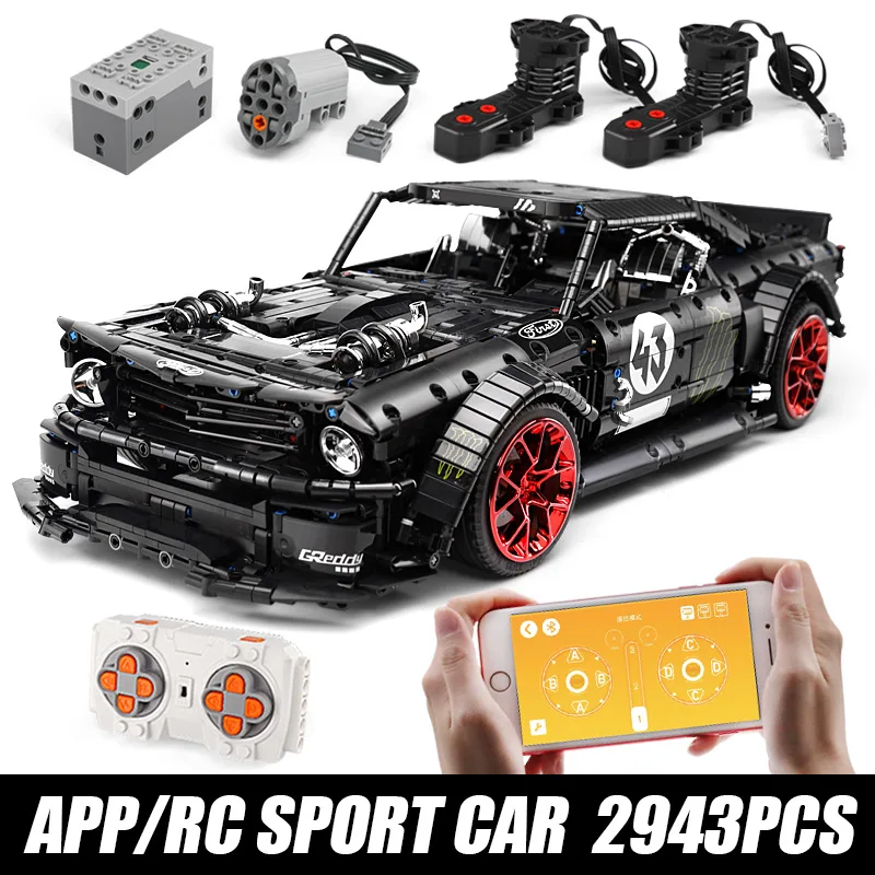 Mustang With motor 20086 Technic Car Series Supercar Bugattis модель строительные блоки Наборы кубиков детские игрушки, совместимые с новыми 42083 сборочные подарки - Цвет: Mustang With motor