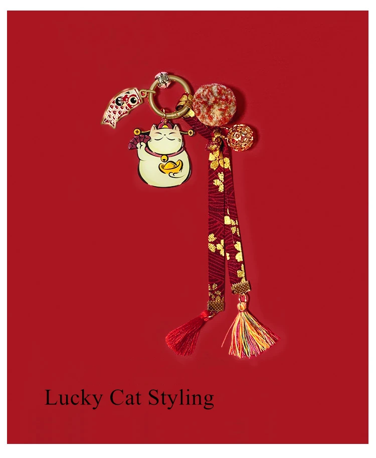 Lucky Cat брелок из акрила+ сплава, брелок для ключей, милый шарик для волос, брелок, подвеска, украшение автомобиля, аксессуары