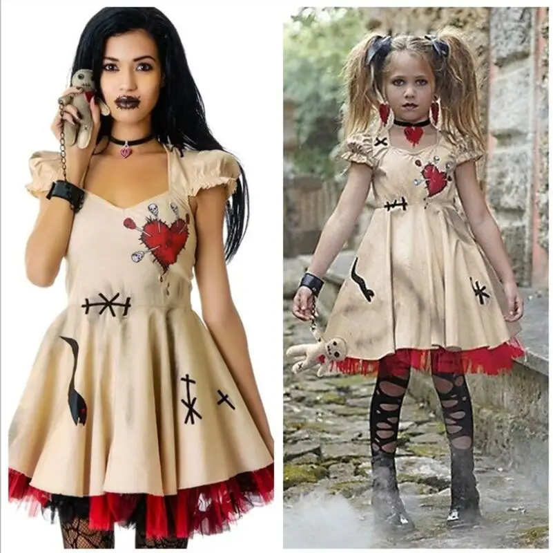 

Halloween Costume Voodoo Doll Dress Costumes Wedding Ghost Bride Cosplay for Women Adult Mother & Daughter Anime Girls Vampire