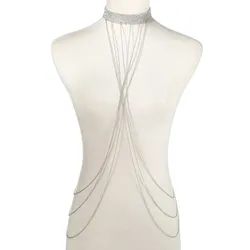 Gold Rhinestone Body Chain - Luxury Beach Jewelry (Silver color)