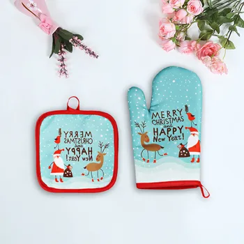 

Christmas Baking Heat Protection Gloves Oven Microwave Insulation Mat Xmas Supply Home Kitchen Protection Tool Insulation Mat