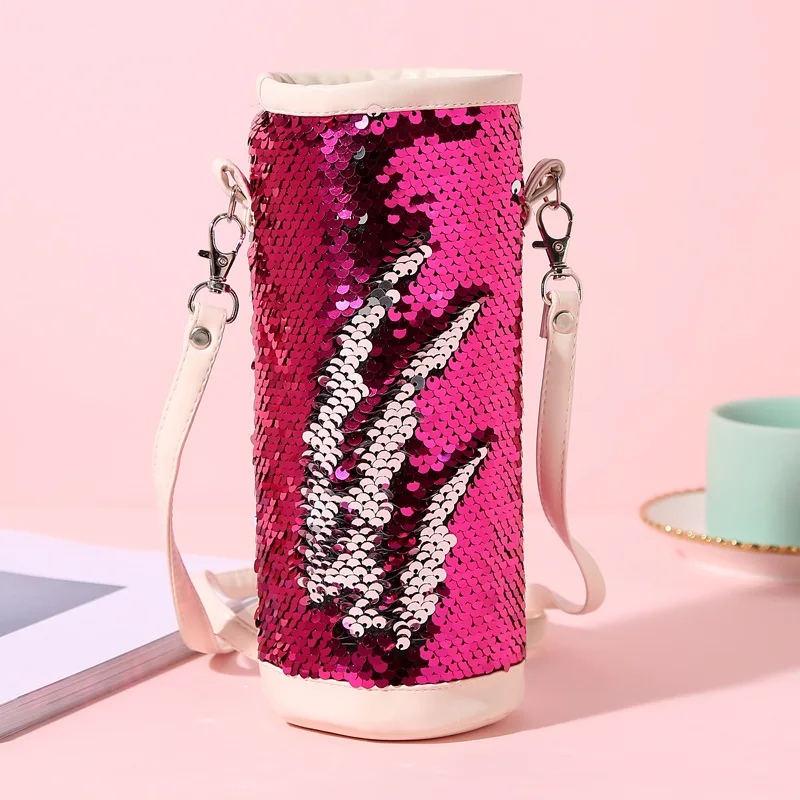 Стиль Sequin изоляционный Набор чашек с наплечниками на ремешке герметичная портативная чашка для студентов Набор чашек с блестками Pe