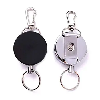 

2pcs/set Badge Reel Retractable Heavy Duty Key Reels Carabiner Key Ring Badge Holder Reel Clip For Id Card Key Keychain