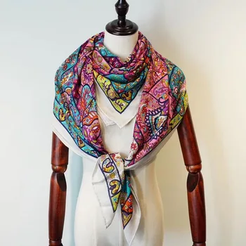 

2019 new arrival winter flower design 70% cashmere 30% silk big scarf 135*135 cm warm fashion wrap shawl for women lady