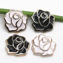 10pcs Golden Flower Black/White Flat Back button Upscale Home Garden Crafts Cabochon Scrapbooking Clothing accessories