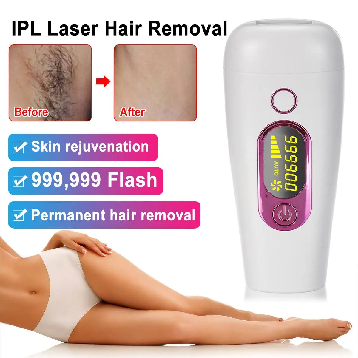 999999 флэш-лазерный депилятор IPL эпилятор перманентное удаление волос Touch Body Leg бикини триммер для женщин Creamskin