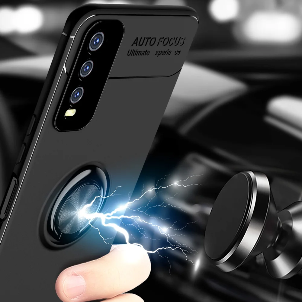 Car Magnetic magnet Case For vivo Y20 Y20i Ring Holder Finger Grip Soft TPU Cover | Мобильные телефоны и аксессуары