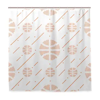 

Unique Shower Curtain Basketball Abstract Eco-Friendly with 12 Hooks in Bathroom W72 xH79