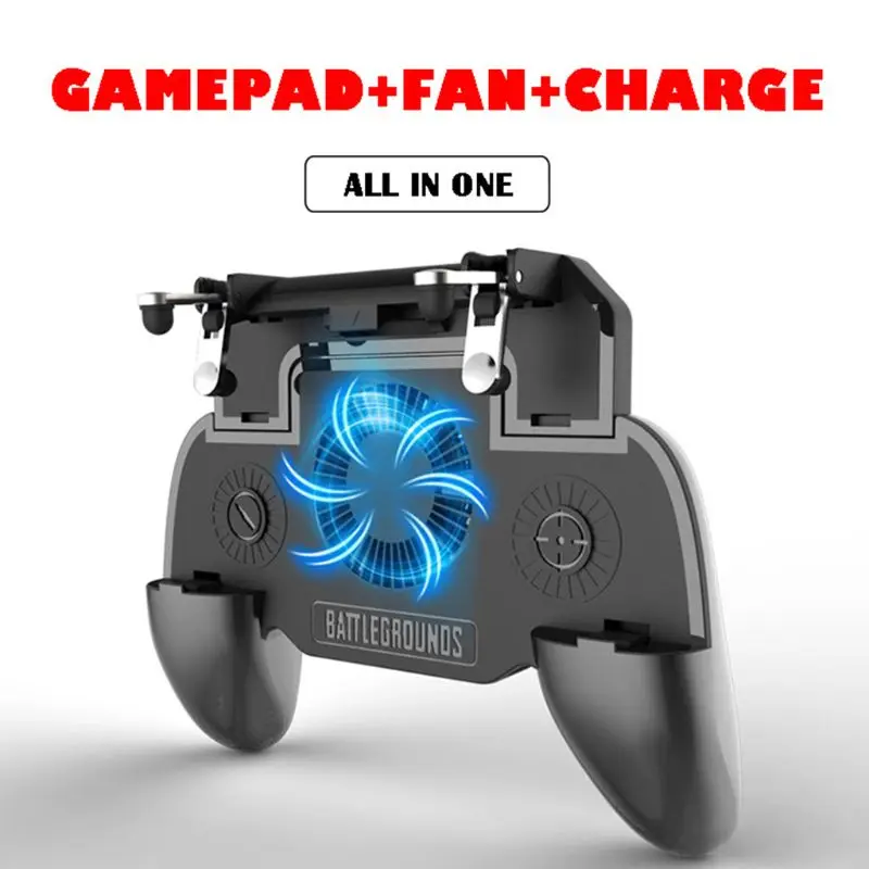  Mobile Phone Game Controller Shooter Joystick Cooling Fan Gamepad for PUBG E65A