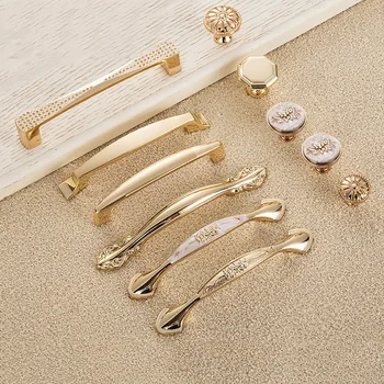 Zinc Aolly Gold Cabinet Door Handles Wardrobe Door Knob Pulls Knobs For Kitchen Cupboard Door Furniture Handle Hardware
