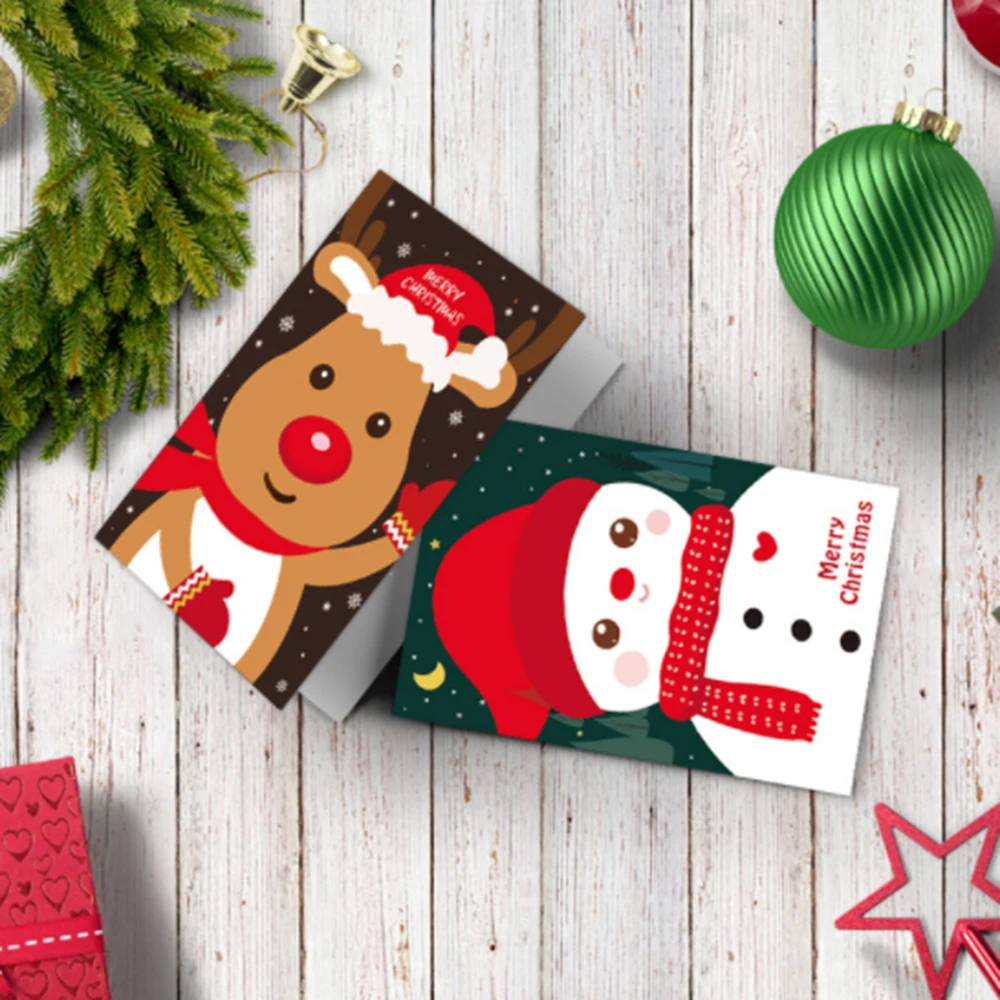 

10pcs Creative Merry Christmas Greeting Cards New Year Postcard Gift Card Xmas Party Christmas Tree Decoration For Home