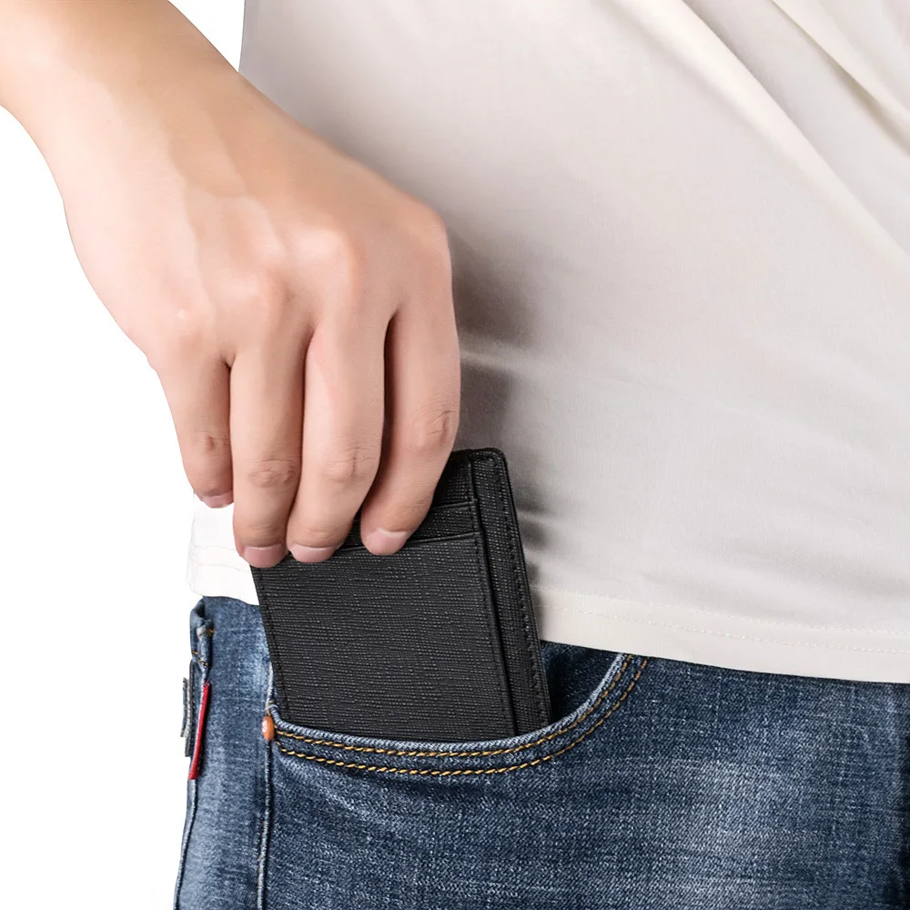 AGBIADD тонкий кошелек RFID передний карман бумажник минималистский безопасный тонкий кредитный держатель для карт B564-50